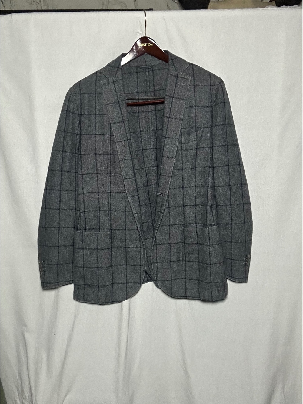 L.B.M. 1911 Tailored Gray Windowpane Check Men's Blazer [COPY]